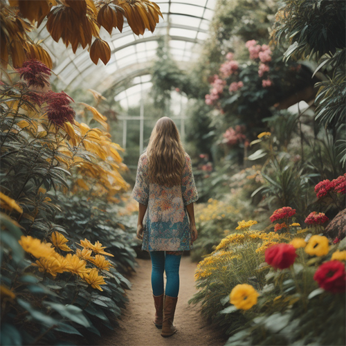 image of a woman in a botonic garden