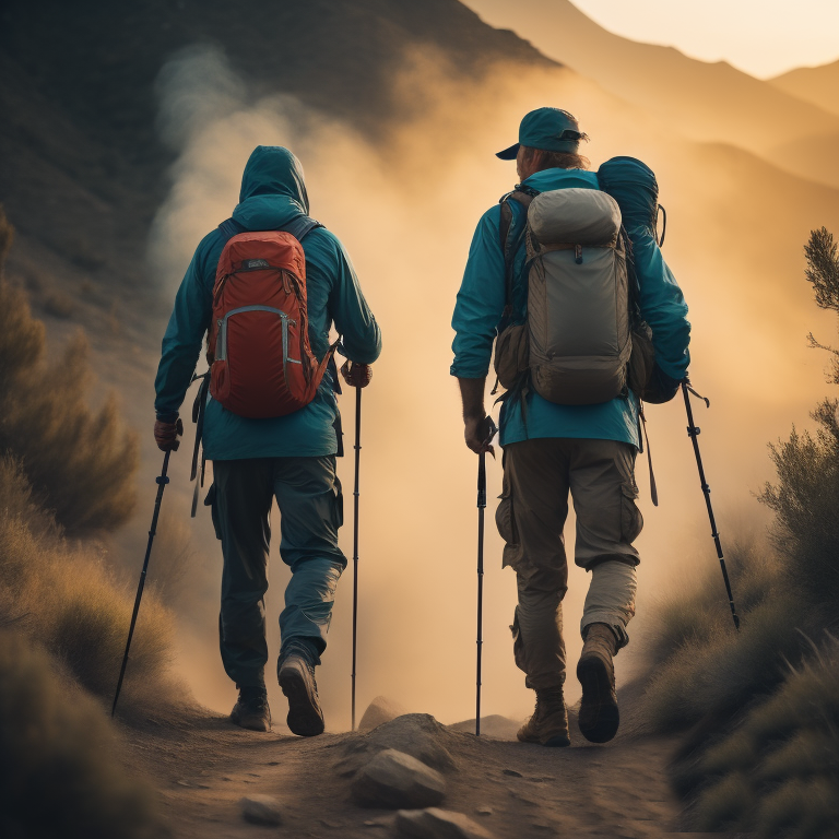 two persons hiking