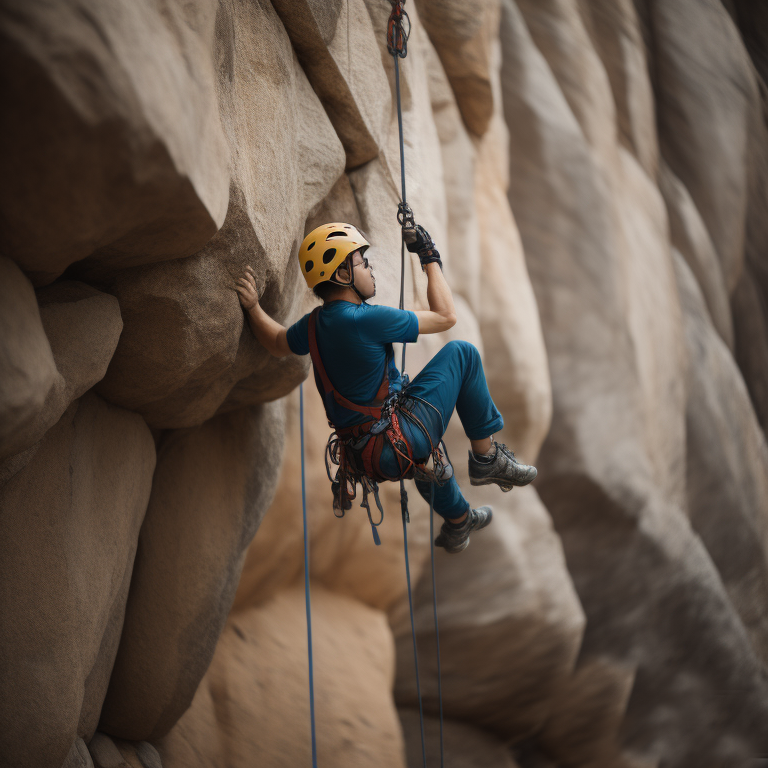 a person doing rock climbing