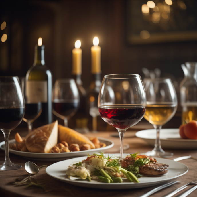 image of a table with wine glasses and plates